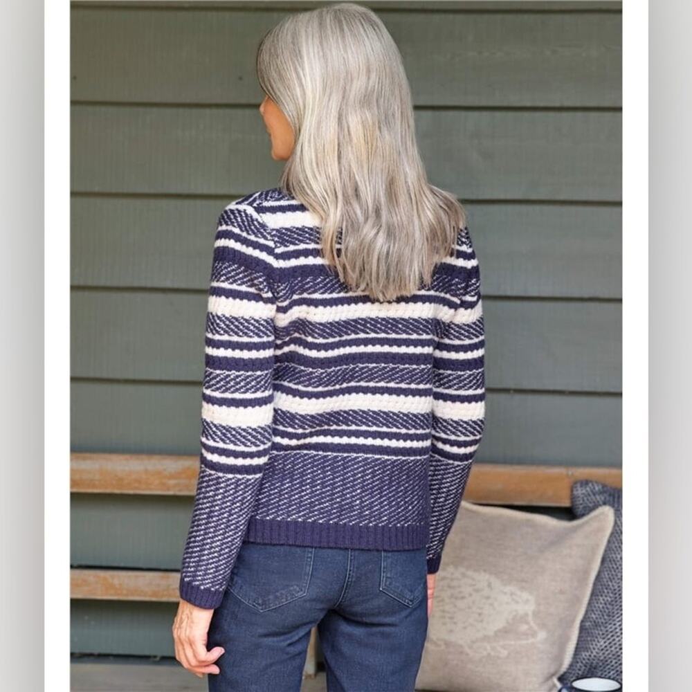 Woolovers Textured Stripe Zip Cardigan 100% Lambswool Size Small - Picture 3 of 14